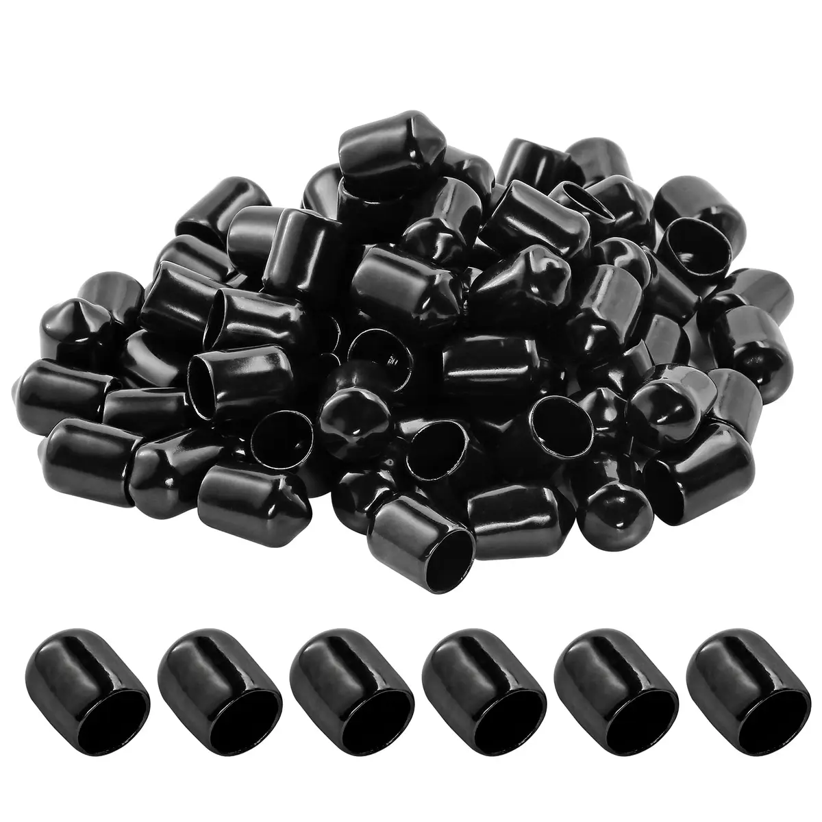 Jamiikury Rubber End Caps 120PCS | 9.5mm ID Vinyl Flexible Screw Thread Protectors - main product image