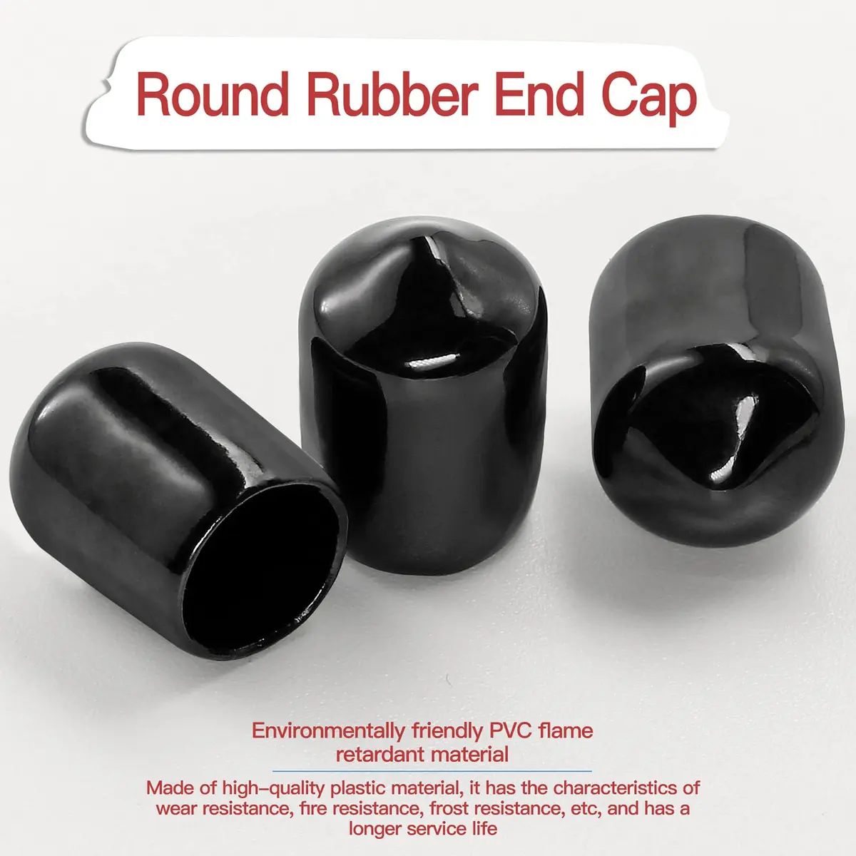Jamiikury Rubber End Caps 120PCS | 9.5mm ID Vinyl Flexible Screw Thread Protectors - view 3