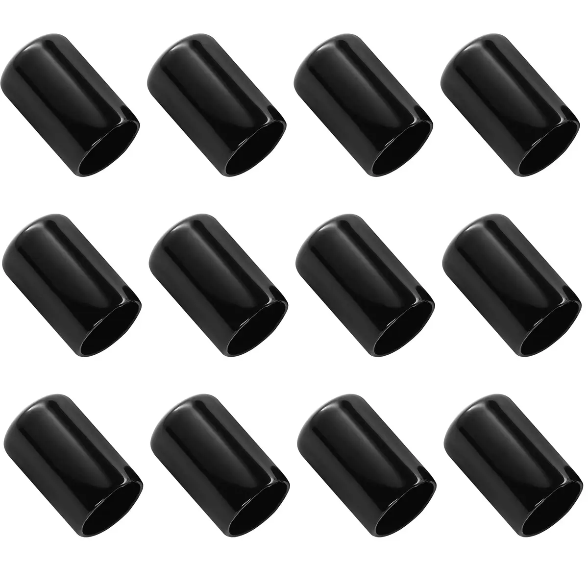 Jamiikury Rubber End Caps 12PCS Black | 16mm ID Round Tube Bolt Cover for Industrial & Scientific Use - main product image