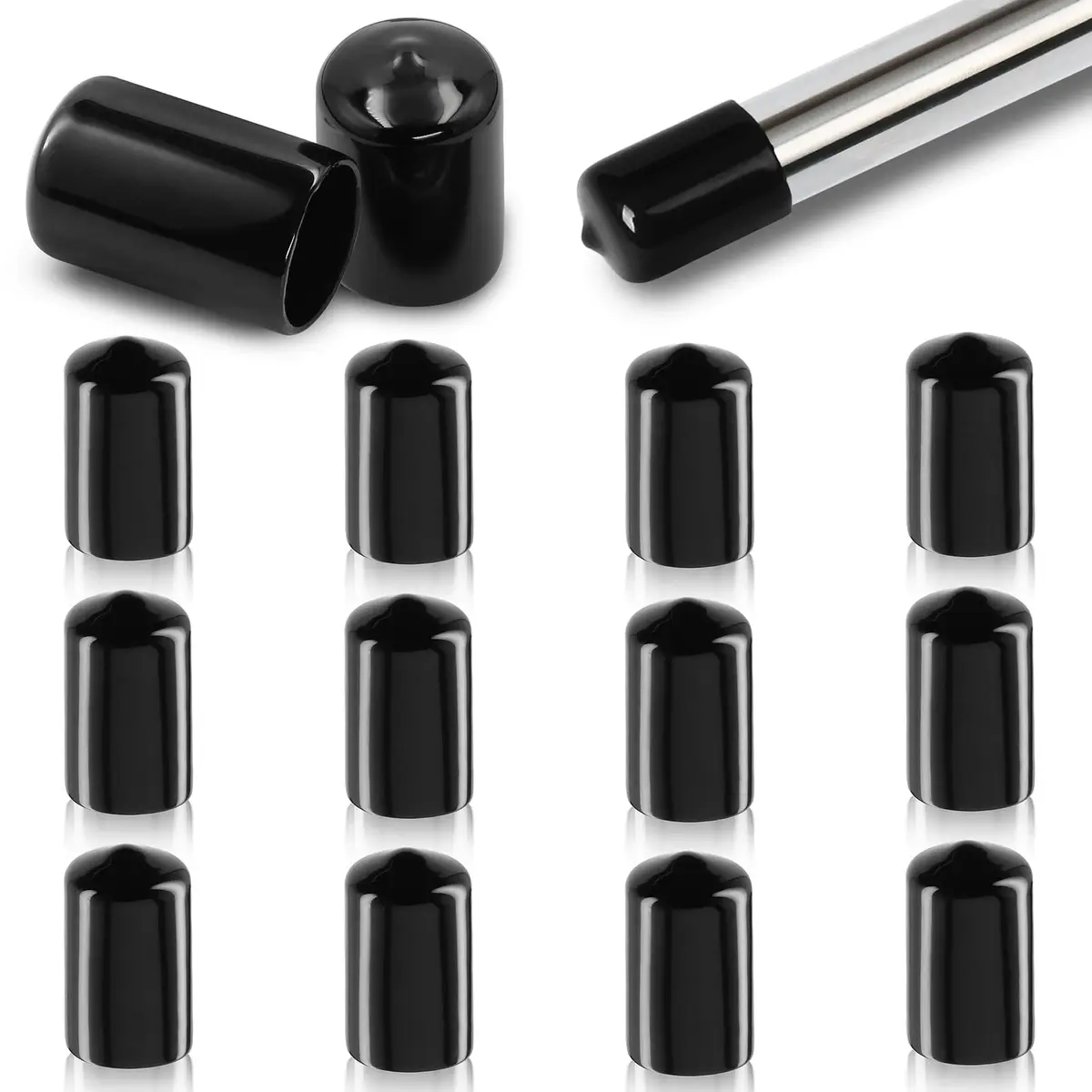 Jamiikury Rubber End Caps 12PCS Black | 16mm ID Round Tube Bolt Cover for Industrial & Scientific Use - view 2