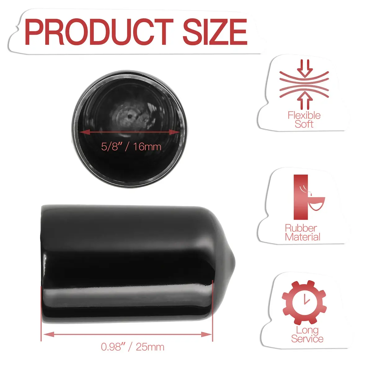 Jamiikury Rubber End Caps 12PCS Black | 16mm ID Round Tube Bolt Cover for Industrial & Scientific Use - view 3