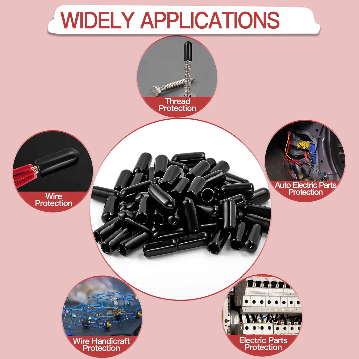 Jamiikury Screw Thread Protectors 5mm | Rubber End Caps for Bolts & Pipes (15mm length) - view 6