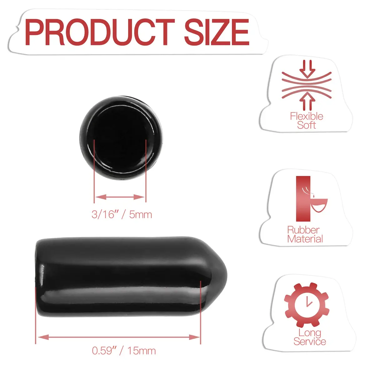 Jamiikury Screw Thread Protectors 5mm | Rubber End Caps for Bolts & Pipes (15mm length) - view 2