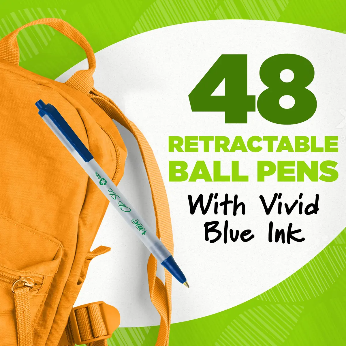 BIC Ecolutions Clic Stic Blue Ballpoint Pens, Medium Point, 48-Count | Smooth Ink Flow - view 3