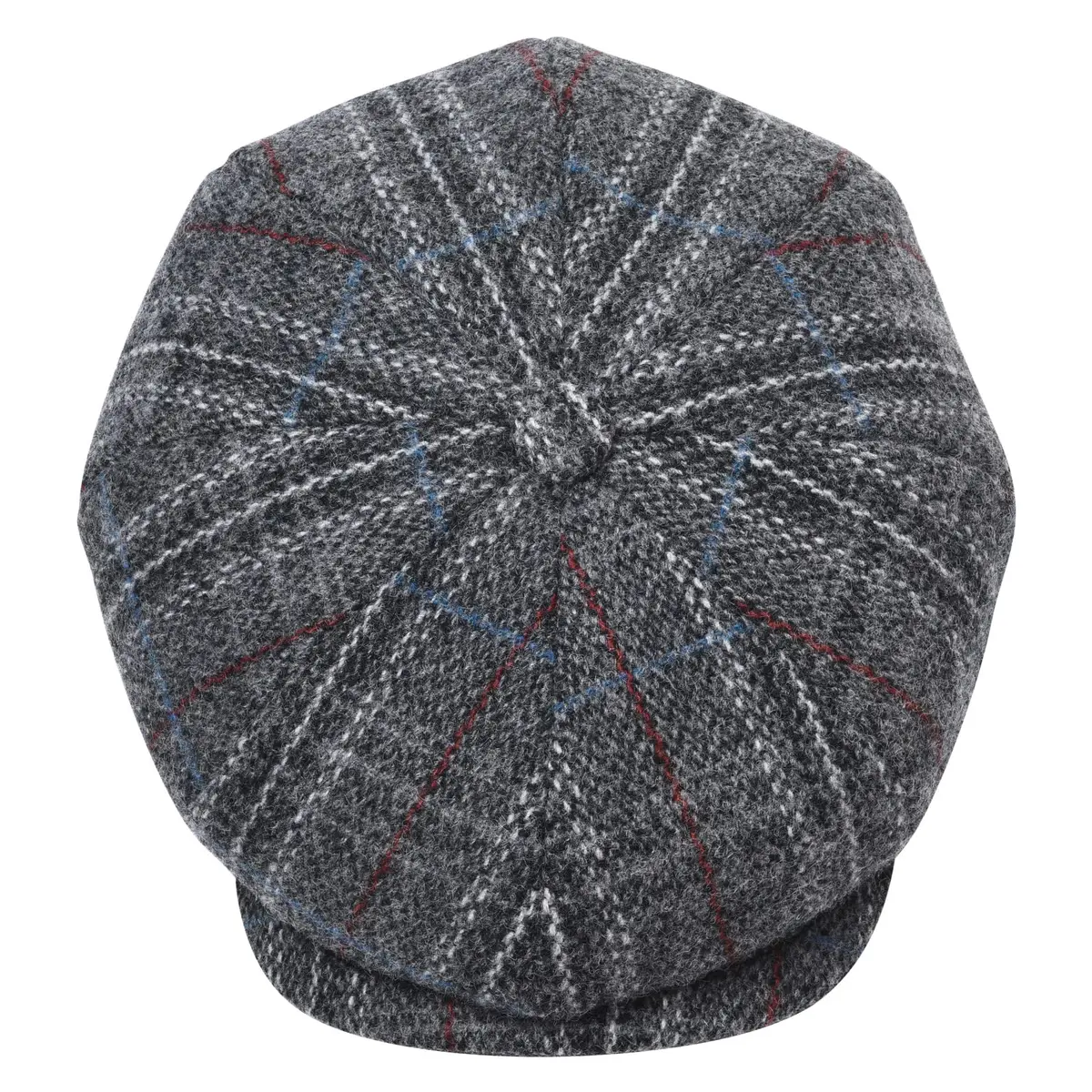 BOTVELA Wool Blend Newsboy Flat Cap Plaid Grey 7 7/8 | Classic 8 Panel Tweed Hat for Men - view 5