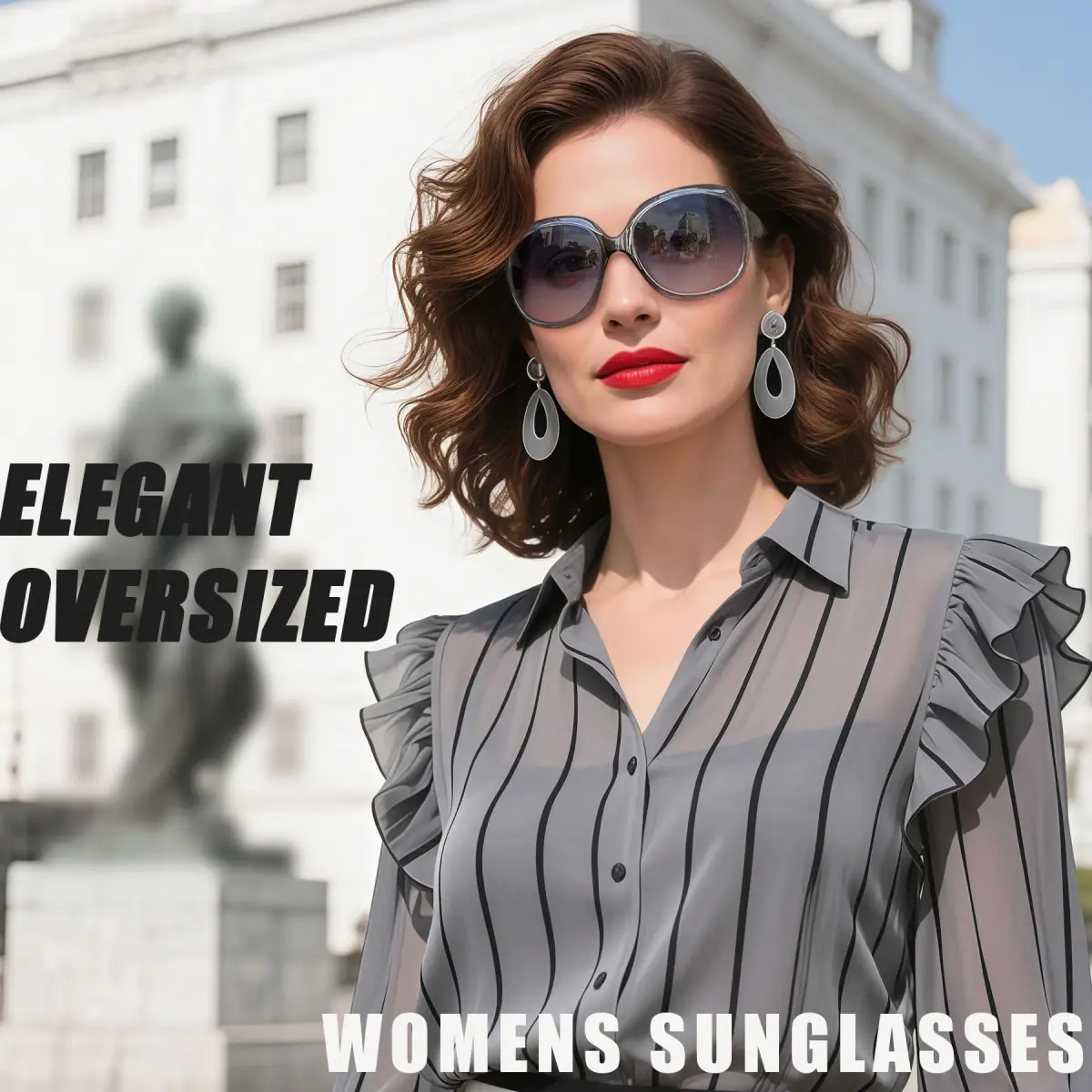 Joopin B15-Clear Grey/Blue Pink Gradient Oversized Butterfly Sunglasses for Women - view 2