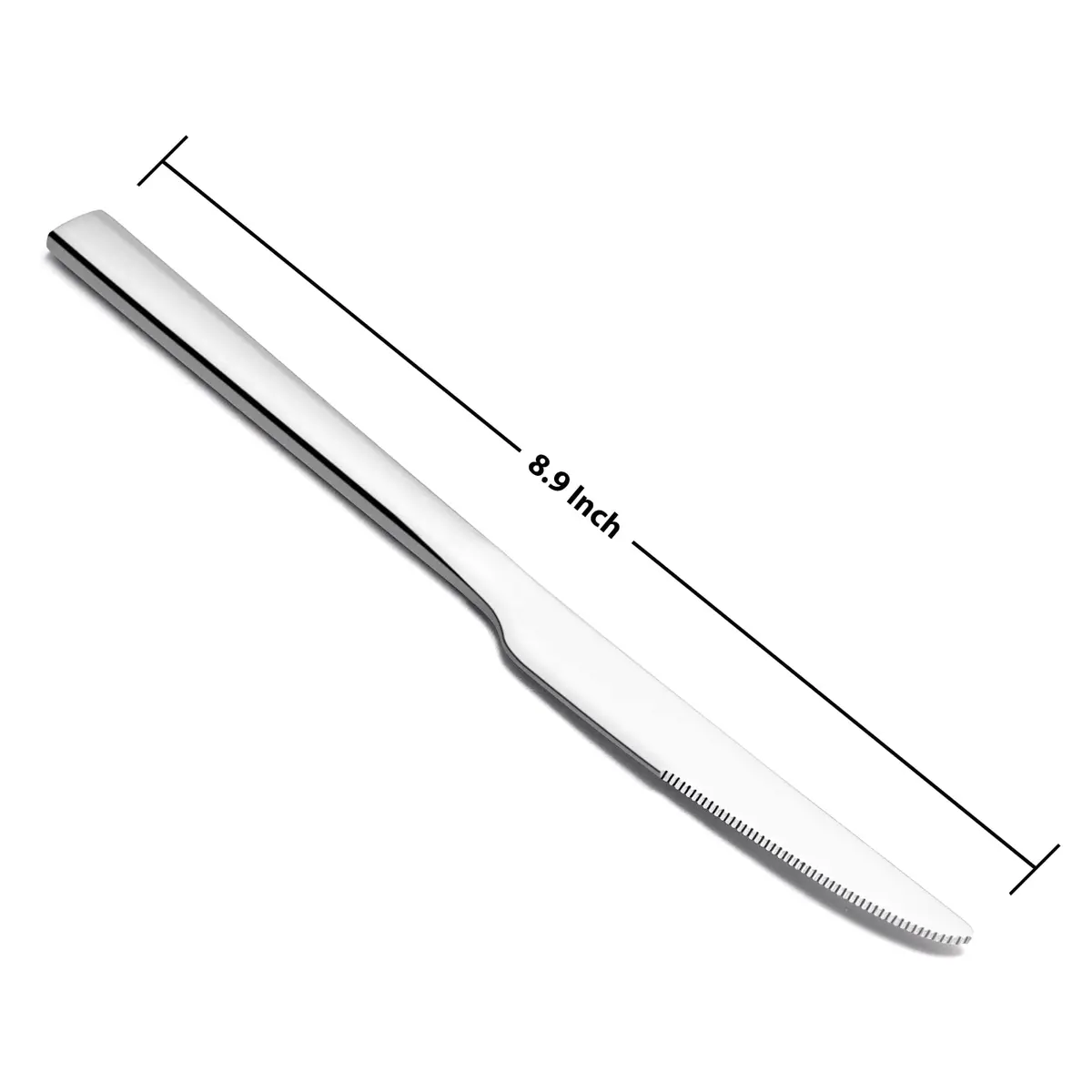 E-far 12-Piece Serrated Steak Knives Set 8.9 Inch | Modern Square Edge, Mirror Finish, Dishwasher Safe - view 2