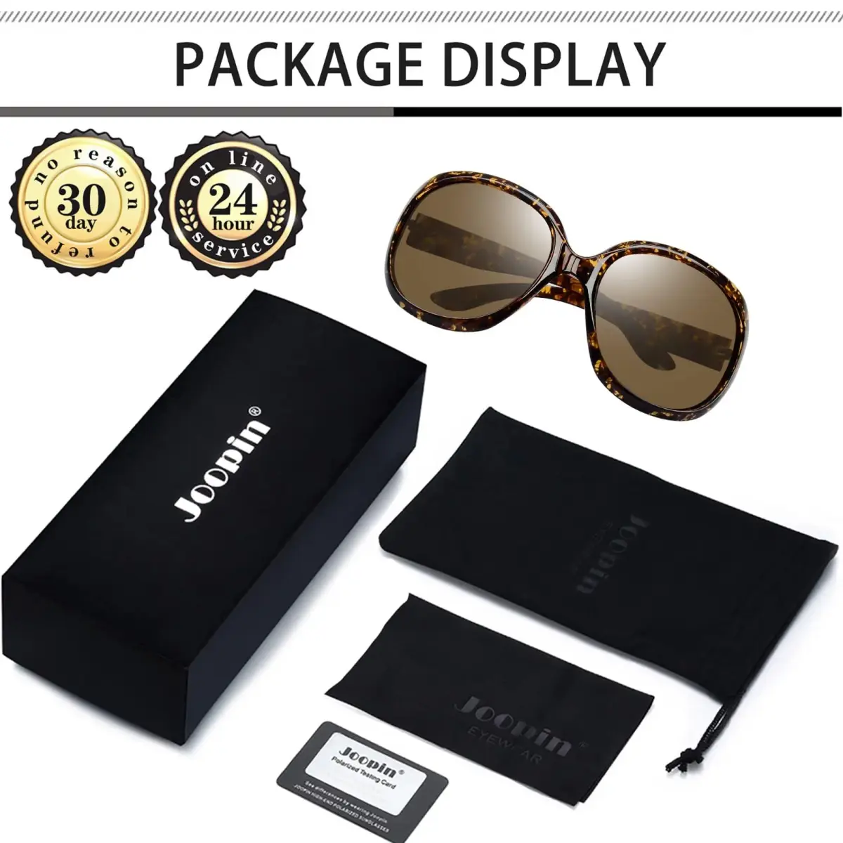 Joopin Oversized Butterfly Sunglasses Women Polarized | UV400 Protection, Tortoise Frame - view 6