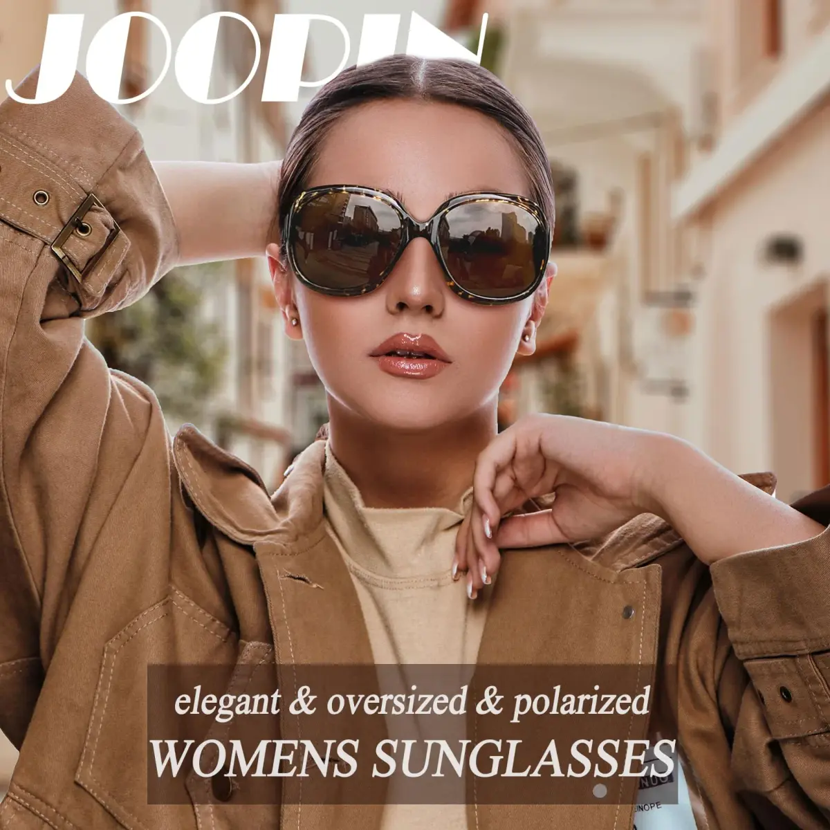 Joopin Oversized Butterfly Sunglasses Women Polarized | UV400 Protection, Tortoise Frame - view 2