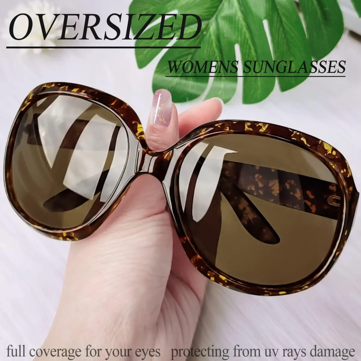 Joopin Oversized Butterfly Sunglasses Women Polarized | UV400 Protection, Tortoise Frame - view 3