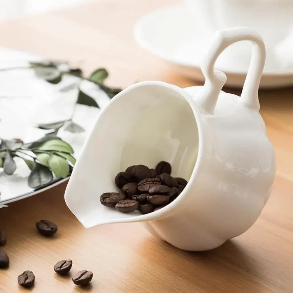 Bicuzat White Flower Shape Porcelain Sugar Bowl and Creamer Set with Lid 210ml (7 OZ) | Elegant Tableware for Tea Parties - view 2