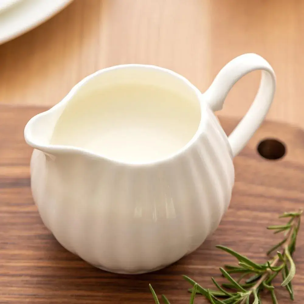 Bicuzat White Strip Porcelain Sugar Bowl and Creamer Set with Lid, 10 OZ & 13 OZ | Elegant Serveware for Indian Homes - view 7