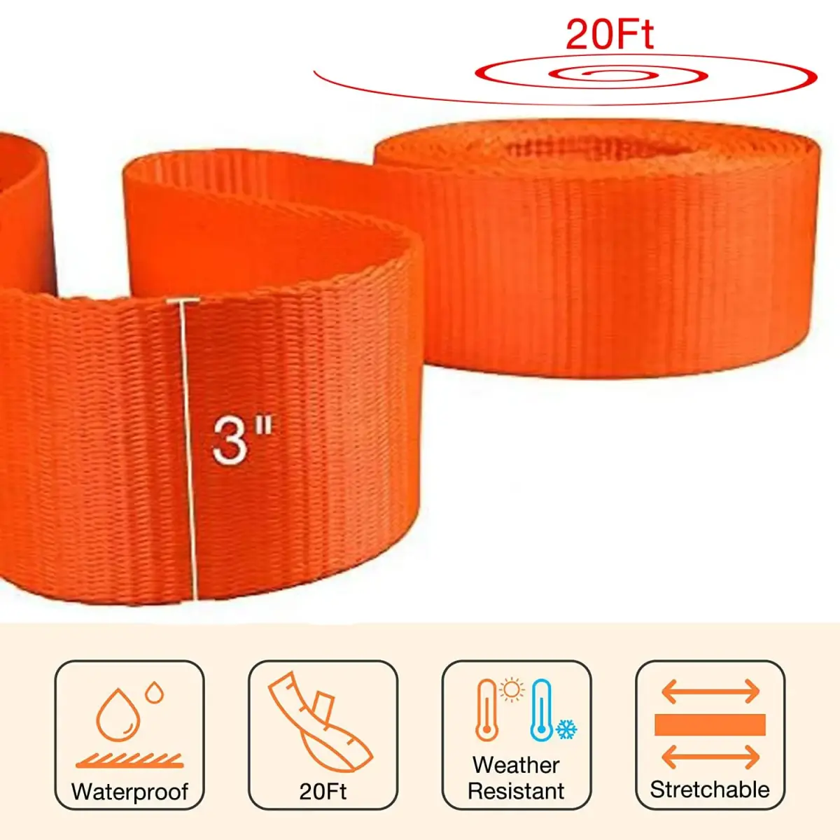 sumpluct Heavy Duty Recovery Tow Strap 3" x 20' (9,072 kg / 20,000 lbs) | Reinforced Loops for Vehicle Recovery - view 3