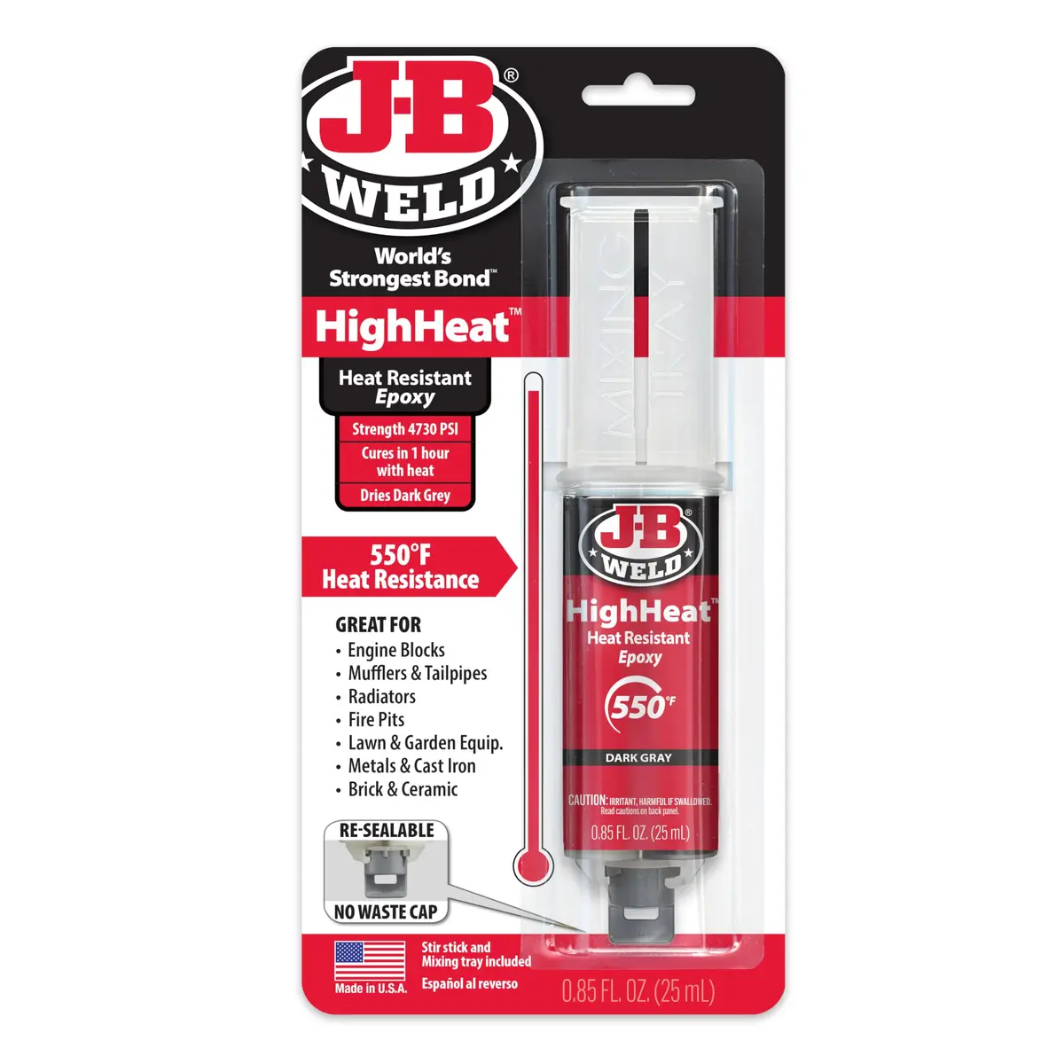 J-B Weld High Heat Epoxy Syringe 25ml | Heat-Resistant Bonding Adhesive for High Temperatures - main product image