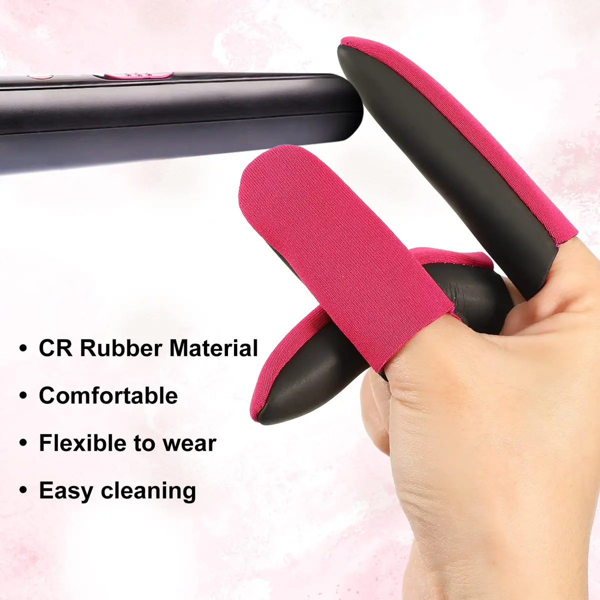 Nuanchu Heat Resistant Finger Guards for Hair Styling, 6 Pieces (Black & Rose Red) | Protects Thumb, Index & Middle Fingers - view 5
