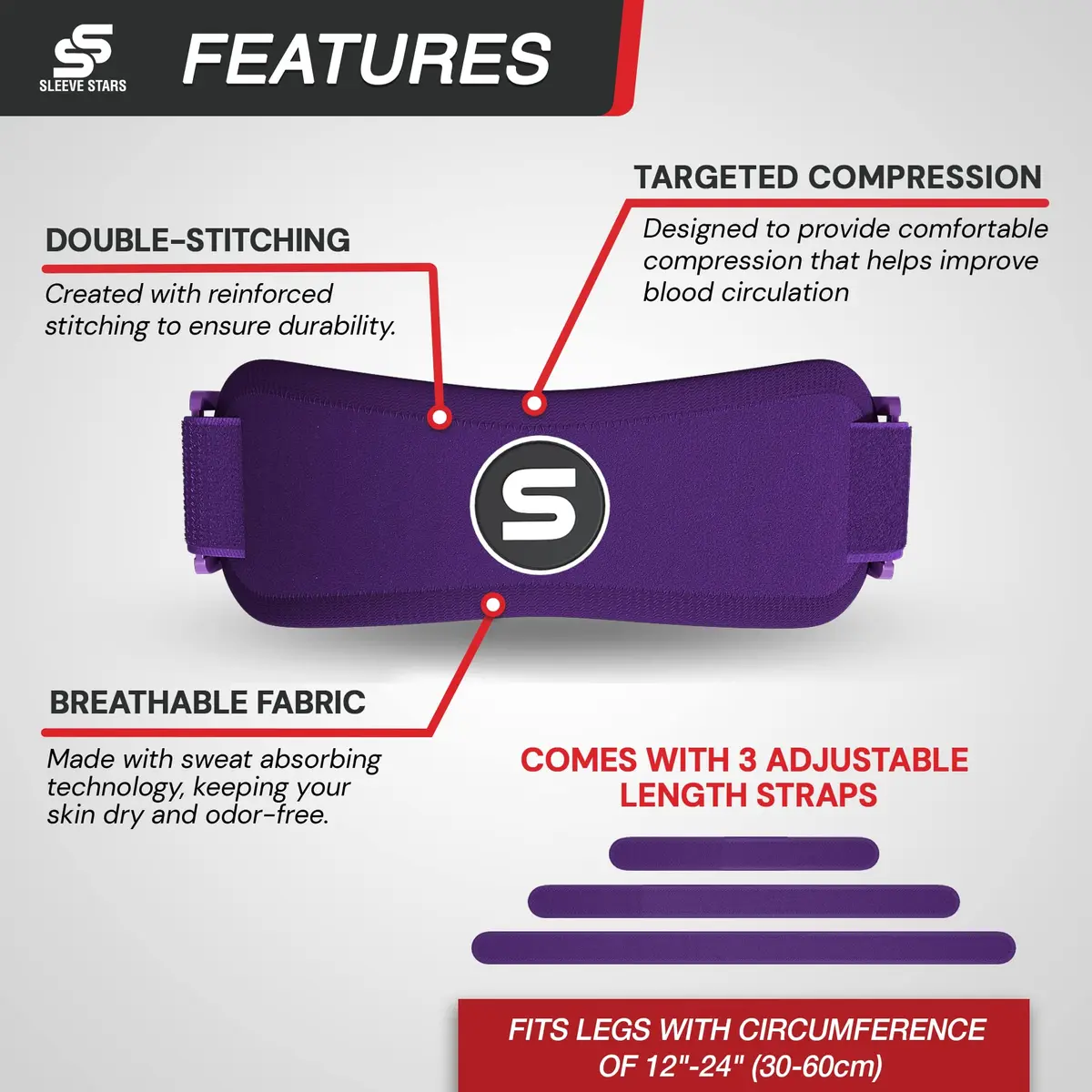 SS SLEEVE STARS Patellar Tendon Support Strap for Adults | Adjustable Knee Brace for Osgood Schlatter & Knee Pain Relief - view 6