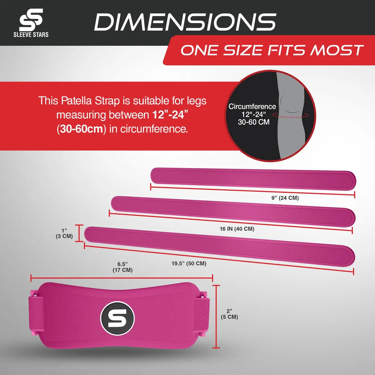 SS SLEEVE STARS Patellar Tendon Support Strap for Knee Pain Relief - Adjustable Fit for Adults & Youth - Hot Pink - view 4
