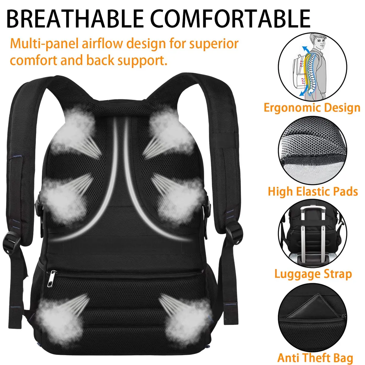 LTINVECK Extra Large 50L Travel Laptop Backpack | TSA Friendly, RFID, Fits 17 Inch Laptops - view 5