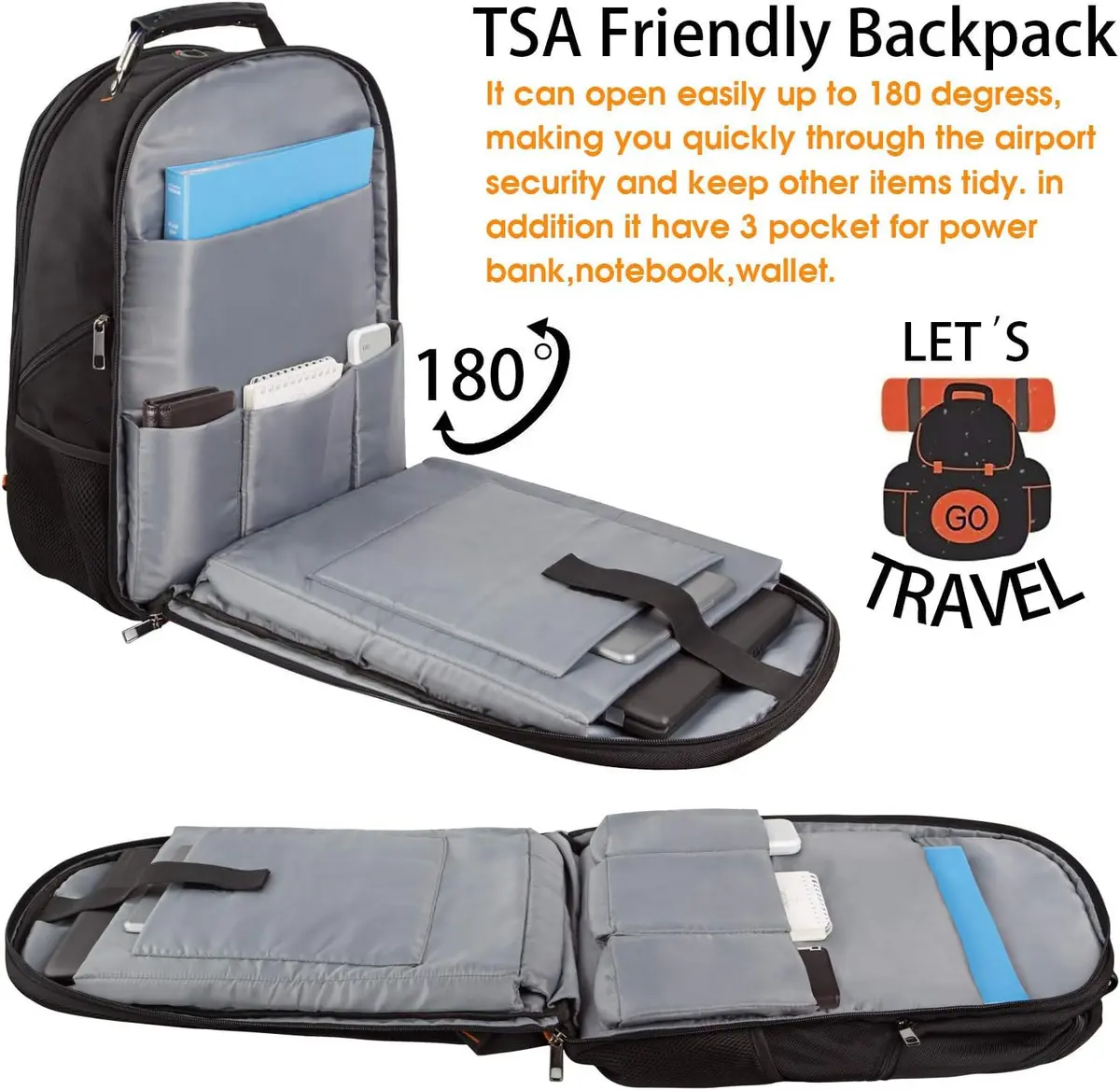 LTINVECK Extra Large 50L Travel Laptop Backpack | TSA Friendly, RFID, Fits 17 Inch Laptops - view 2