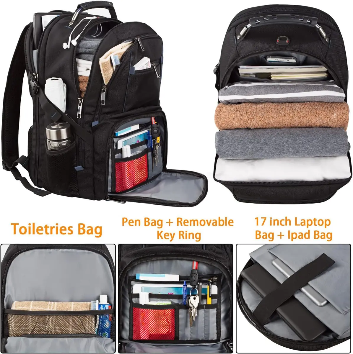 LTINVECK Extra Large 50L Travel Laptop Backpack | TSA Friendly, RFID, Fits 17 Inch Laptops - view 3