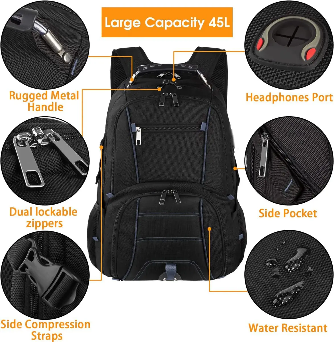 LTINVECK Extra Large 50L Travel Laptop Backpack | TSA Friendly, RFID, Fits 17 Inch Laptops - view 4