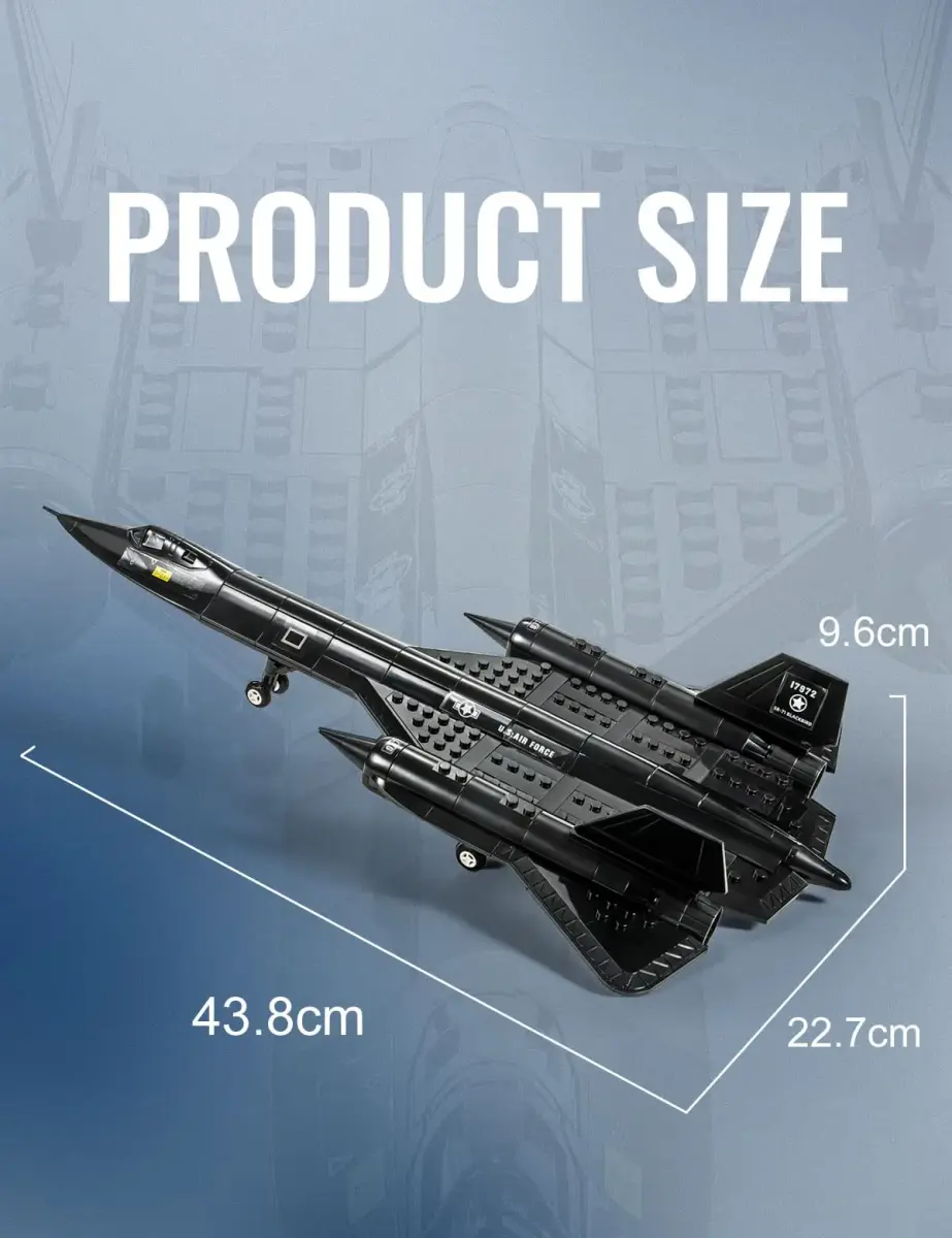 SEMKY Military Series SR-71 Reconnaissance Aircraft Jet Blackbird Air Force Building Block Set 48.3cm (19 inches) | Educational STEM Toy - view 6