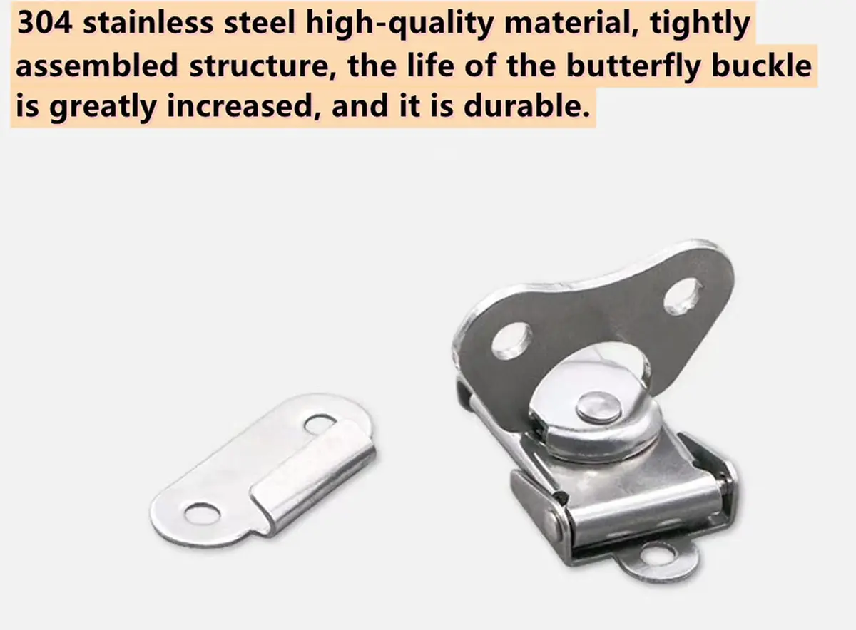 XILEWHZF 304 Stainless Steel Butterfly Twist Latch 48mm x 38mm (1.89" x 1.49") | Heavy Duty 450lbs Tension Cabinet Latch - view 4