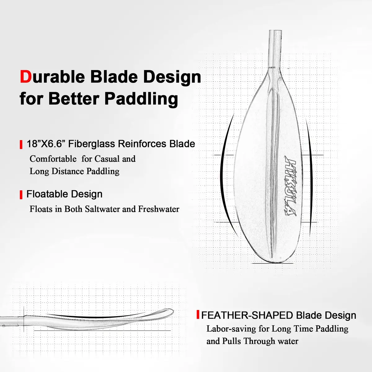 HIKULA Kayak Paddle 4 Pieces Aluminum Shaft and PP Blade 230cm | Lightweight & Adjustable for Water Sports - view 4