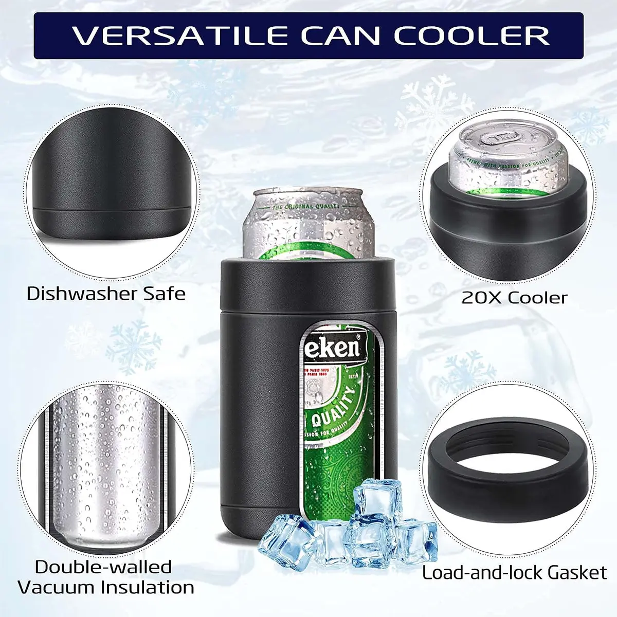 Stepstall Beer Gifts for Men, 12 oz Can & Bottle Cooler with Opener | Vacuum Insulated Stainless Steel - view 2
