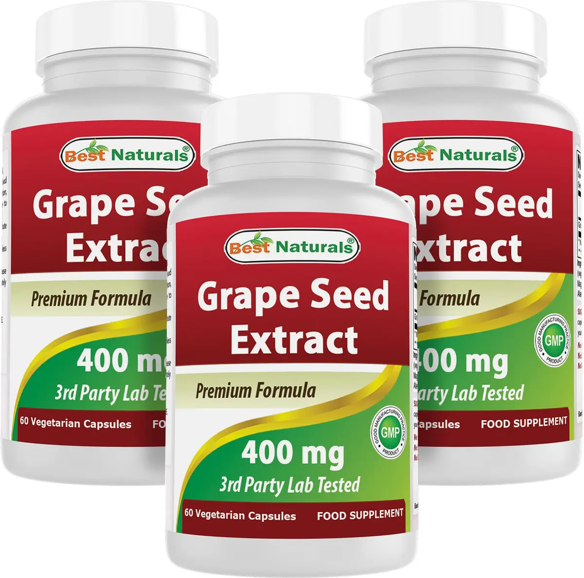 Best Naturals Grapeseed Extract 400 mg | Non-GMO & Gluten-Free Capsules (120 Count (Pack of 3)) - main product image