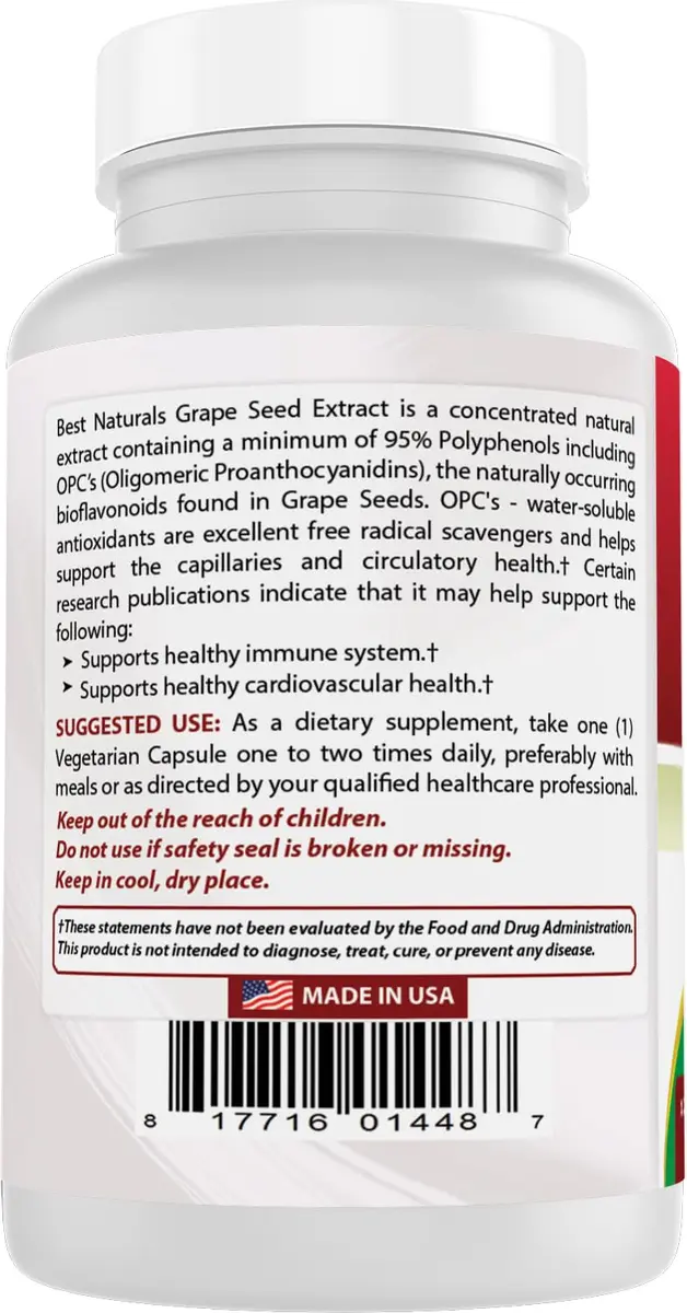 Best Naturals Grapeseed Extract 400 mg | Non-GMO & Gluten-Free Capsules (120 Count (Pack of 3)) - view 7
