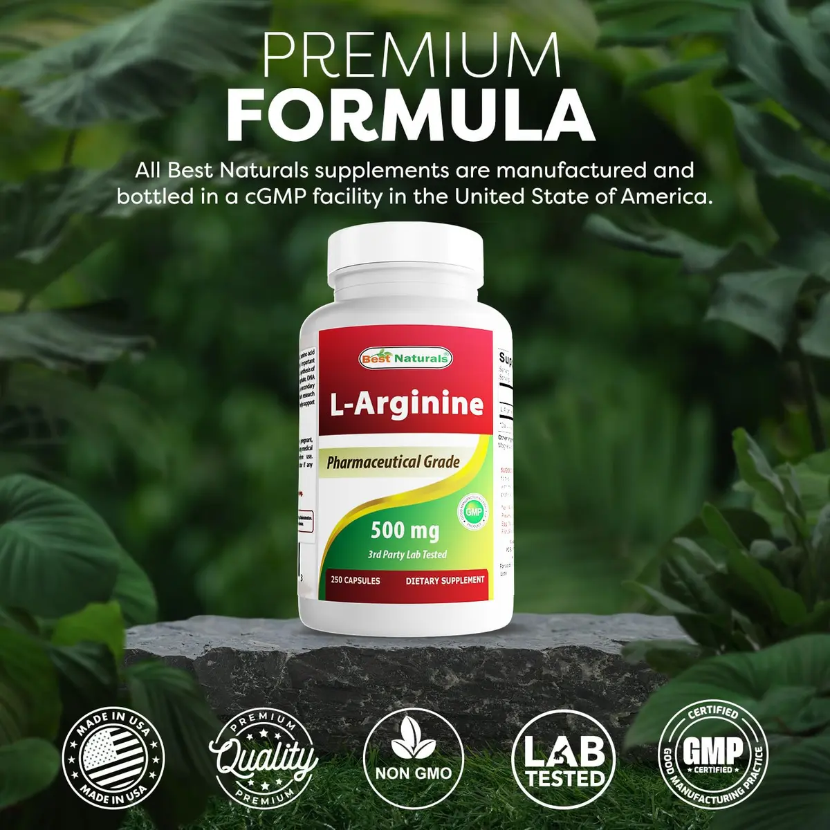 Best Naturals L-Arginine 500mg 250 Capsules | 2-Pack, Unflavoured, USA Import - view 5