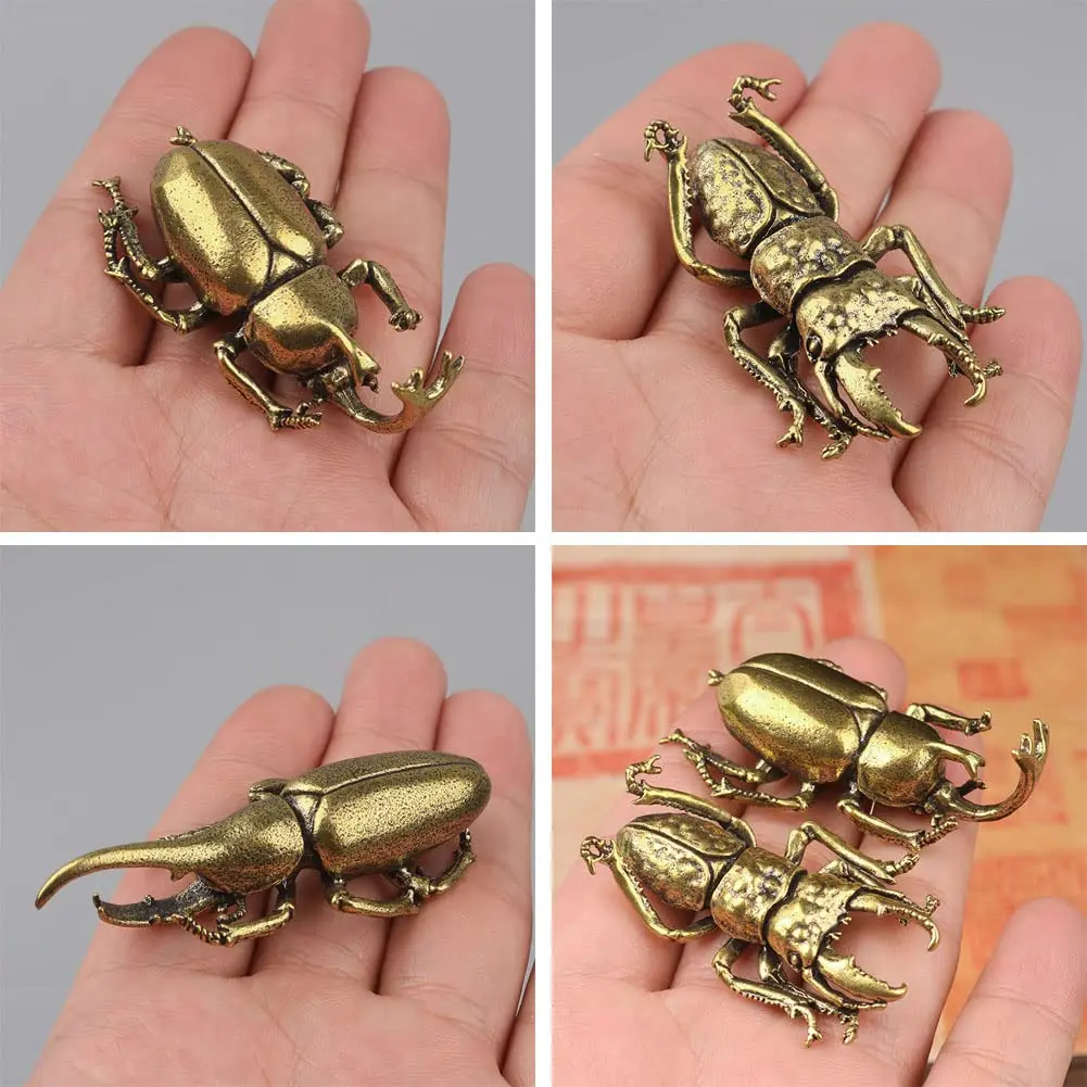 brandname Solid Copper Simulation Beetle Decorations Brass Taurus Insect Miniatures 3 pcs | Unique Brass Home Decor - view 7