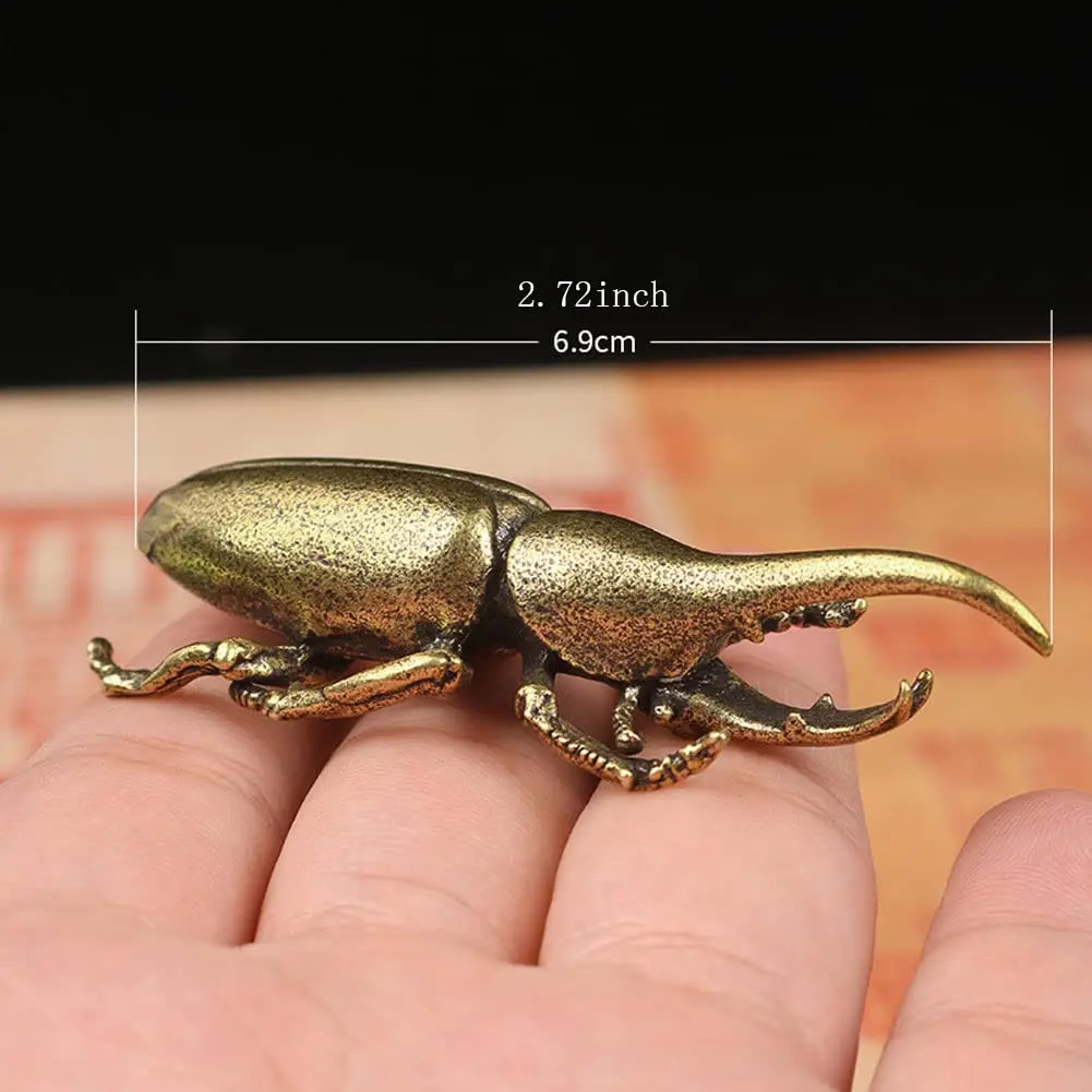 brandname Solid Copper Simulation Beetle Decorations Brass Taurus Insect Miniatures 3 pcs | Unique Brass Home Decor - view 2