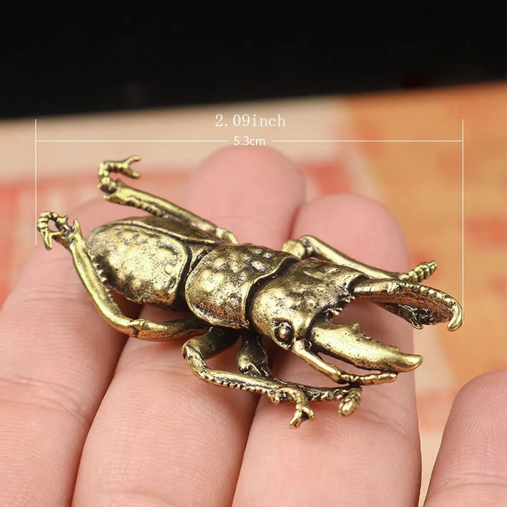 brandname Solid Copper Simulation Beetle Decorations Brass Taurus Insect Miniatures 3 pcs | Unique Brass Home Decor - view 3