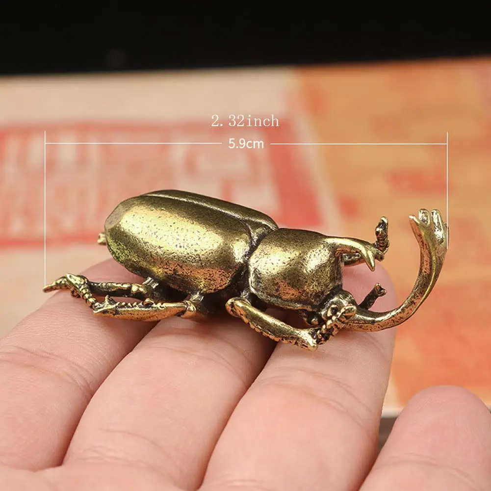 brandname Solid Copper Simulation Beetle Decorations Brass Taurus Insect Miniatures 3 pcs | Unique Brass Home Decor - view 4