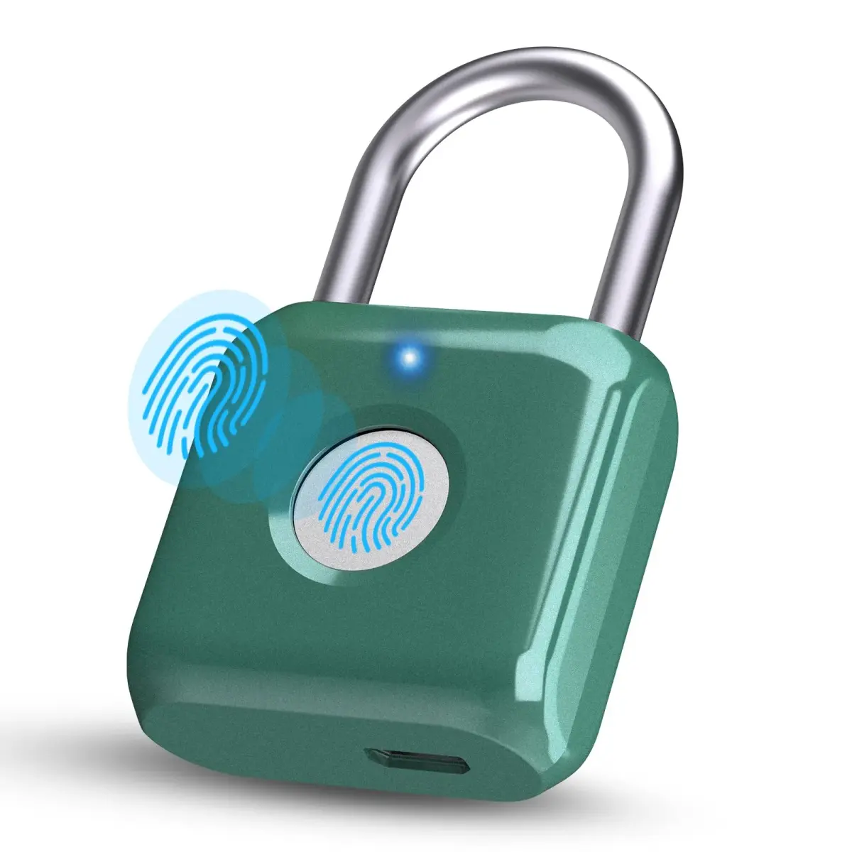 Pothunder Green Fingerprint Padlock | Keyless Biometric Security Lock with USB Rechargeable Battery - main product image
