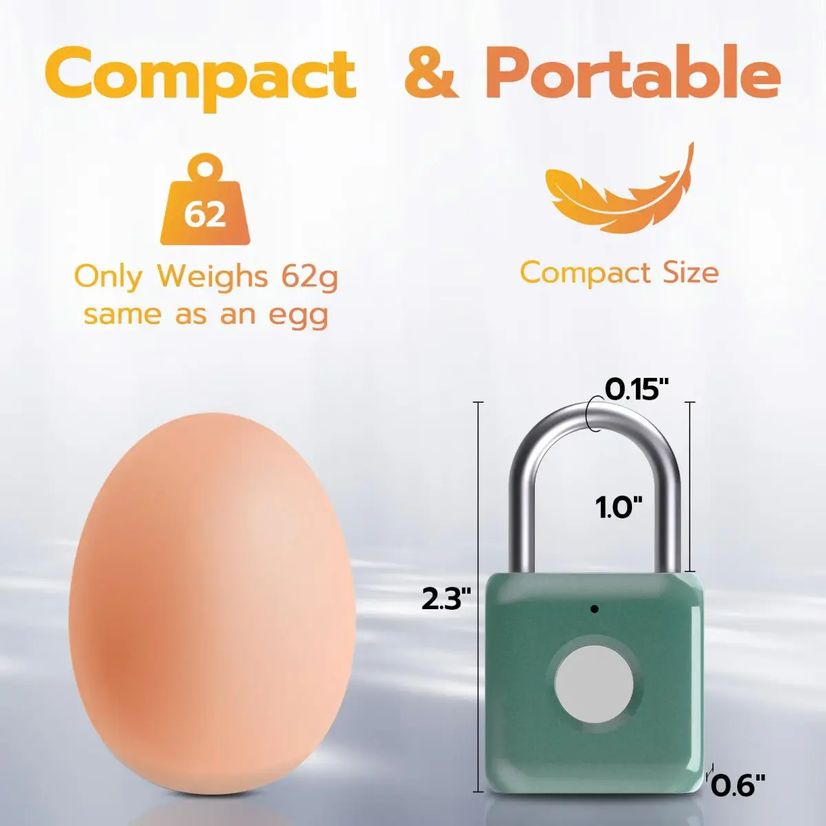 Pothunder Green Fingerprint Padlock | Keyless Biometric Security Lock with USB Rechargeable Battery - view 6