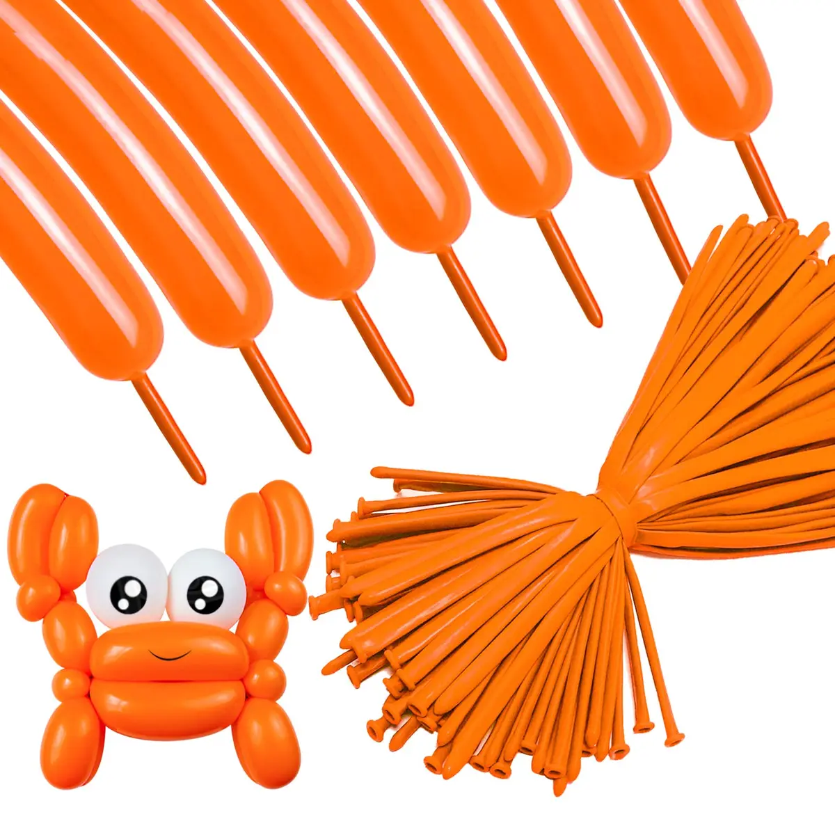 ASIYUHY Orange 260 Long Balloons 100 Pack | Latex Twisting Animal Balloons for Parties - main product image