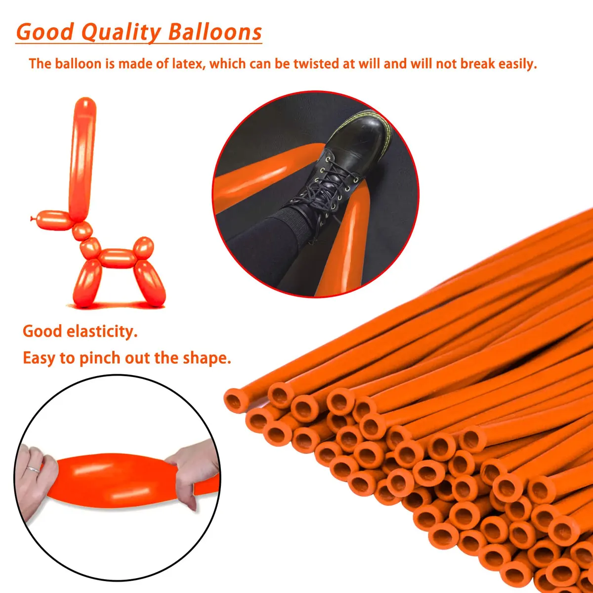 ASIYUHY Orange 260 Long Balloons 100 Pack | Latex Twisting Animal Balloons for Parties - view 4