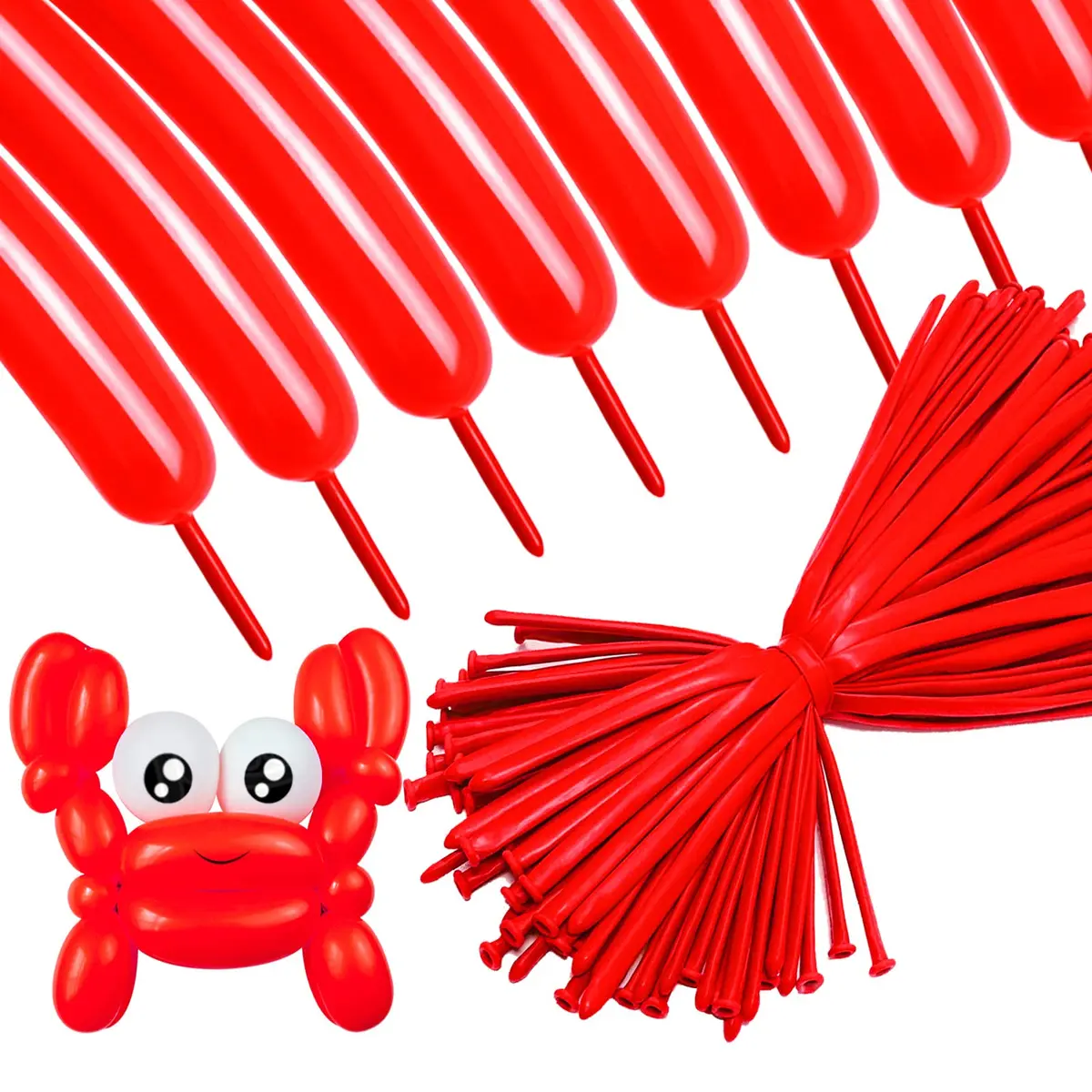ASIUHY Red 260 Long Balloons 100 Pack | Durable Latex Twisting Animal Balloons for Parties - main product image