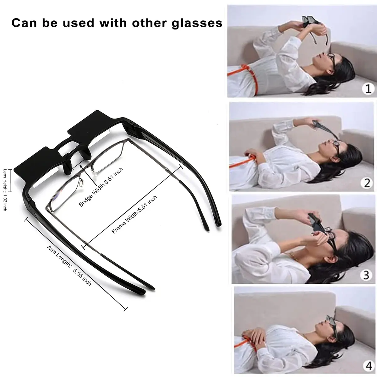 okcsc New Upgraded Reading Glasses Lying Down Bed Light | 90°Angle Prism for Neck Relief (120 chars) - view 7