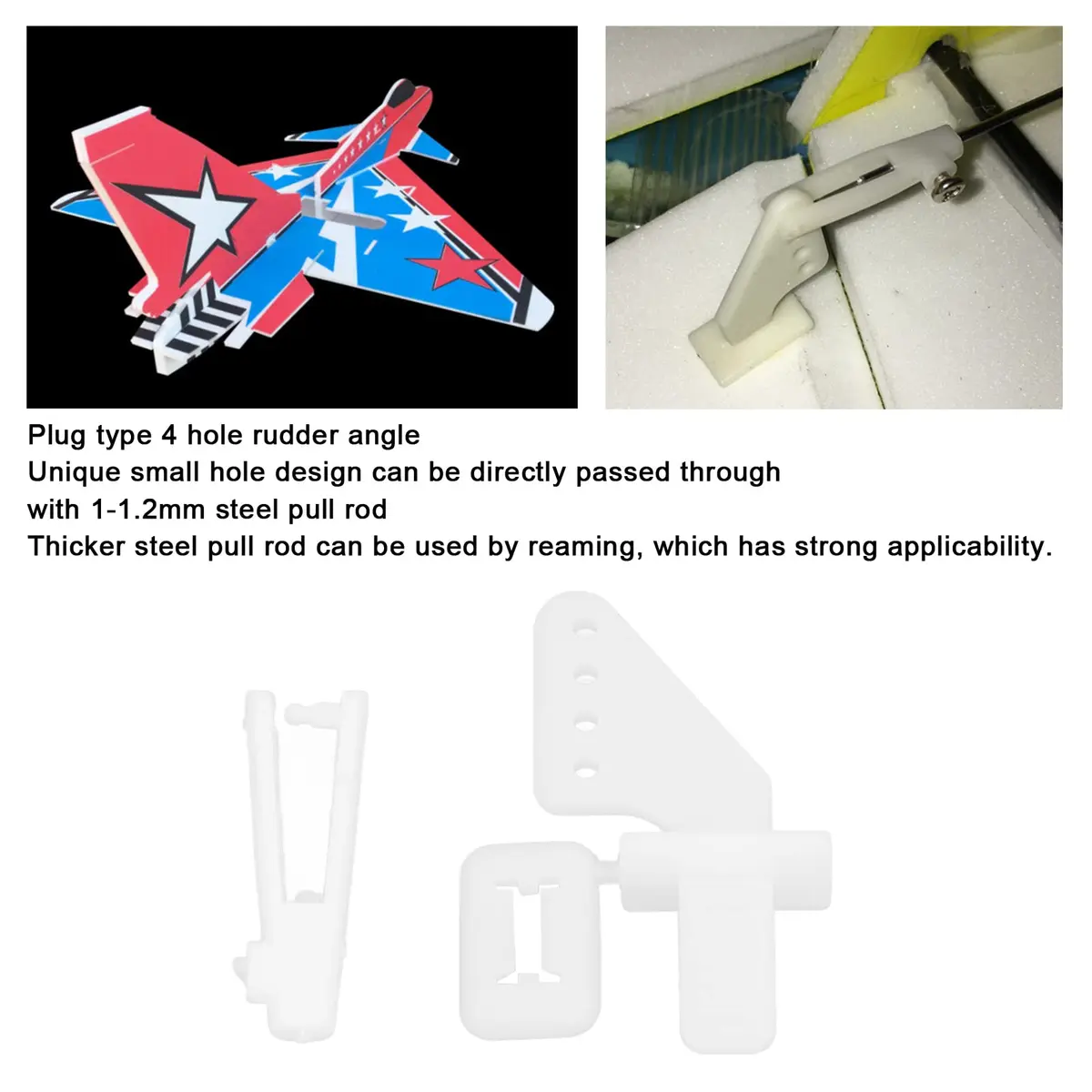 Dilwe Control Horns and Clevis Kit, 20 Sets KT Rudder Angle 4 Hole Control Horns RC Airplane Wing Aircraft Upgrade Spare Part - view 8