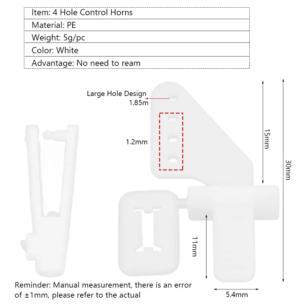 Dilwe Control Horns and Clevis Kit, 20 Sets KT Rudder Angle 4 Hole Control Horns RC Airplane Wing Aircraft Upgrade Spare Part - view 2