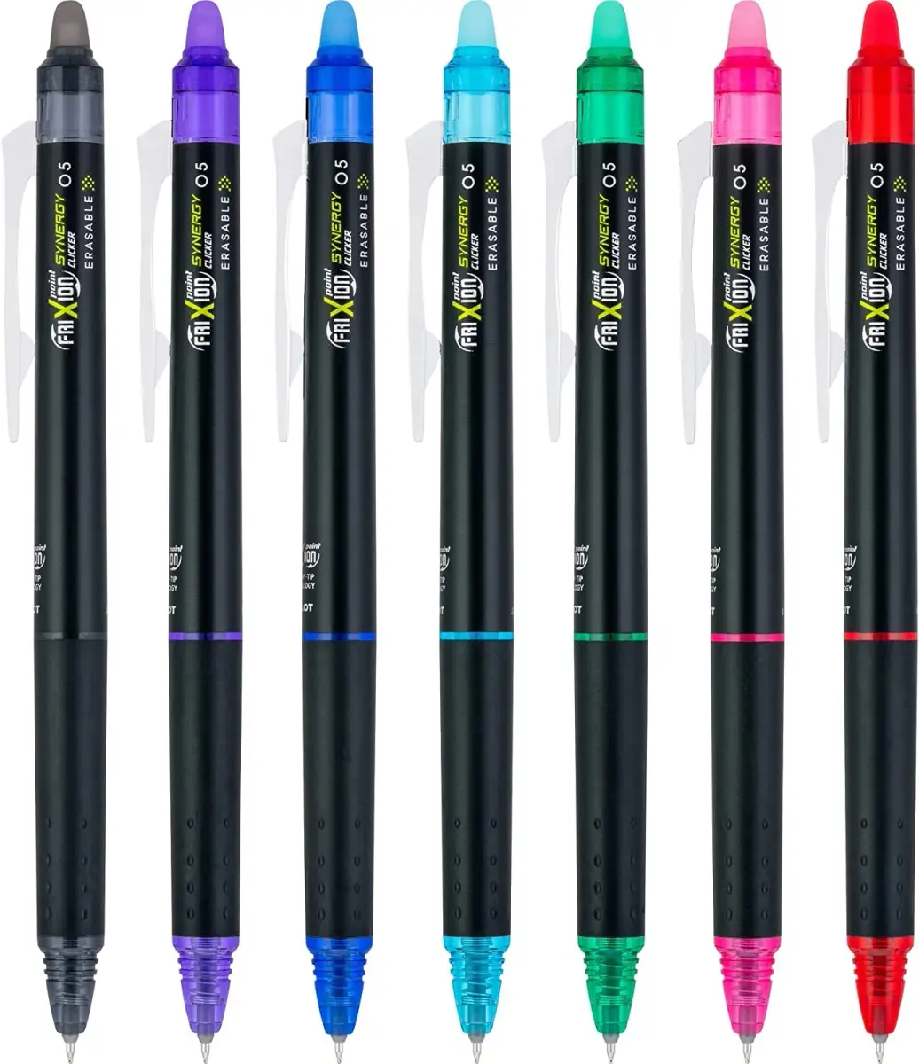 PILOT FriXion Synergy Clicker Erasable Pens 0.5mm 7-Pack Assorted Colors | Smooth Ink Flow - view 2
