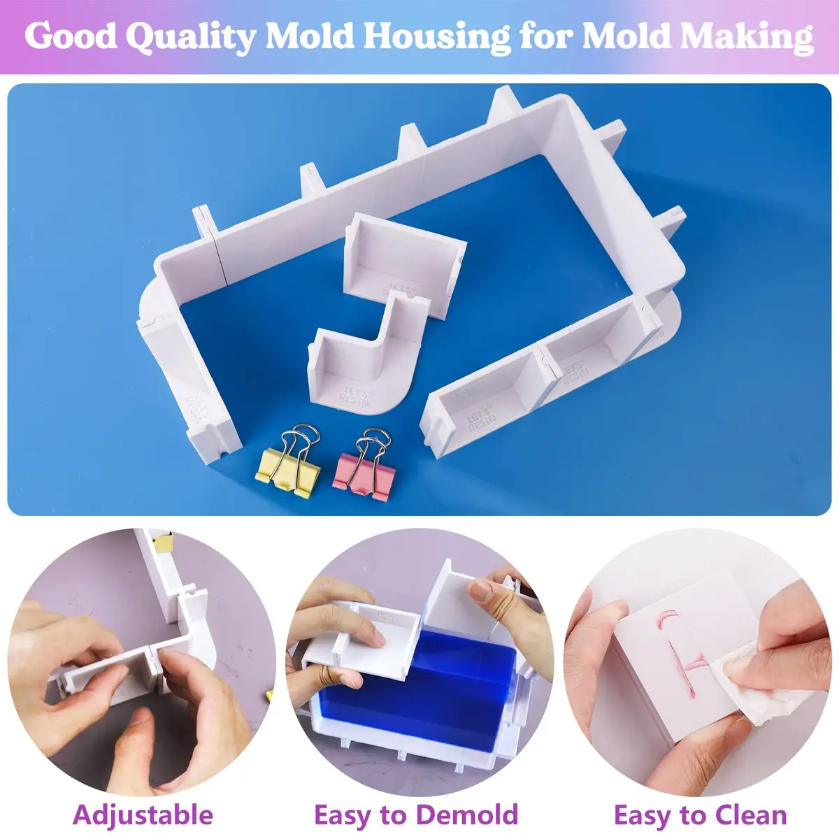 LET'S RESIN Adjustable Mold Housing for Silicone Molds | DIY Resin, Candle & Soap Molds (Not for Resin Casting) | 5.9'' x 5.9'' - view 7