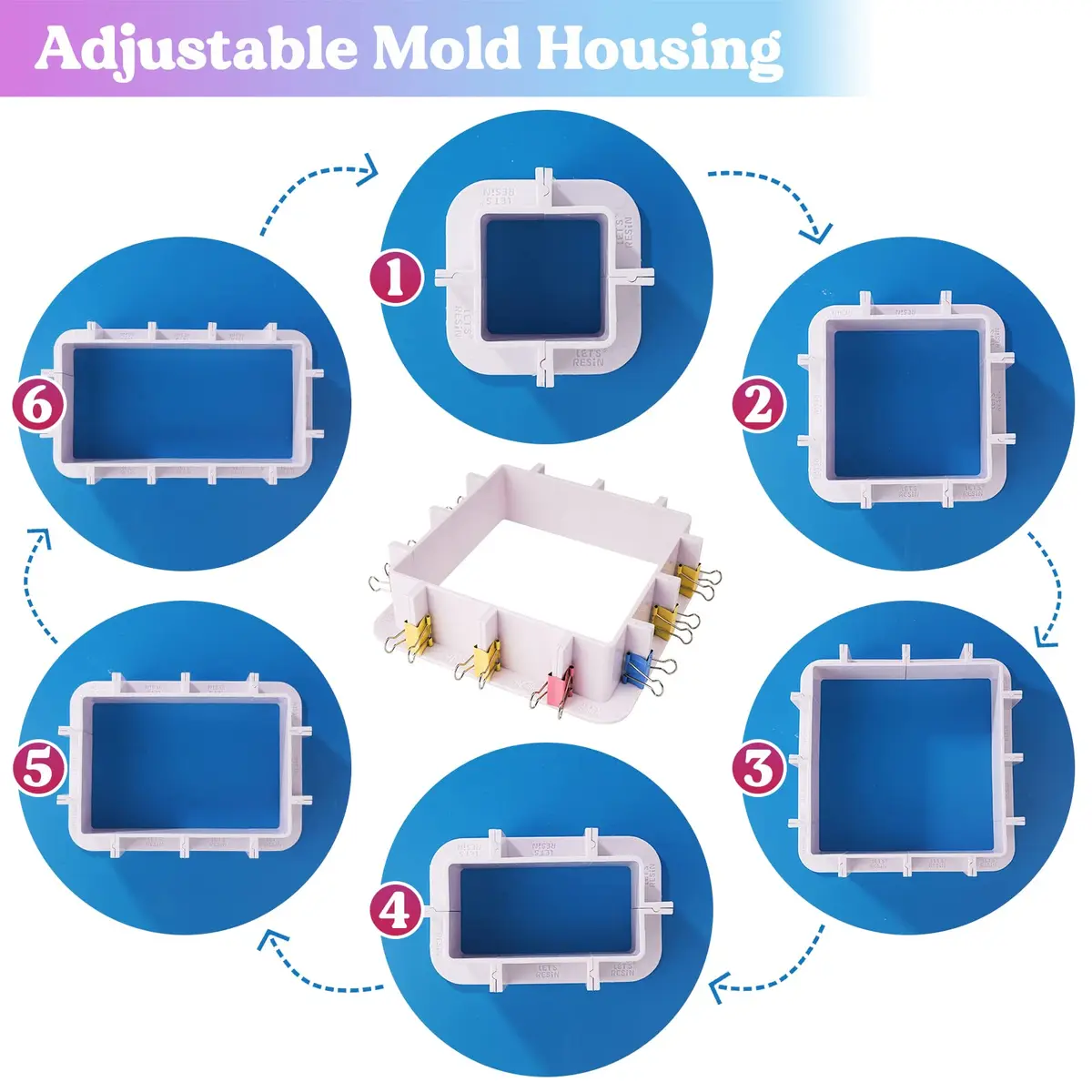 LET'S RESIN Adjustable Mold Housing for Silicone Molds | DIY Resin, Candle & Soap Molds (Not for Resin Casting) | 5.9'' x 5.9'' - view 4