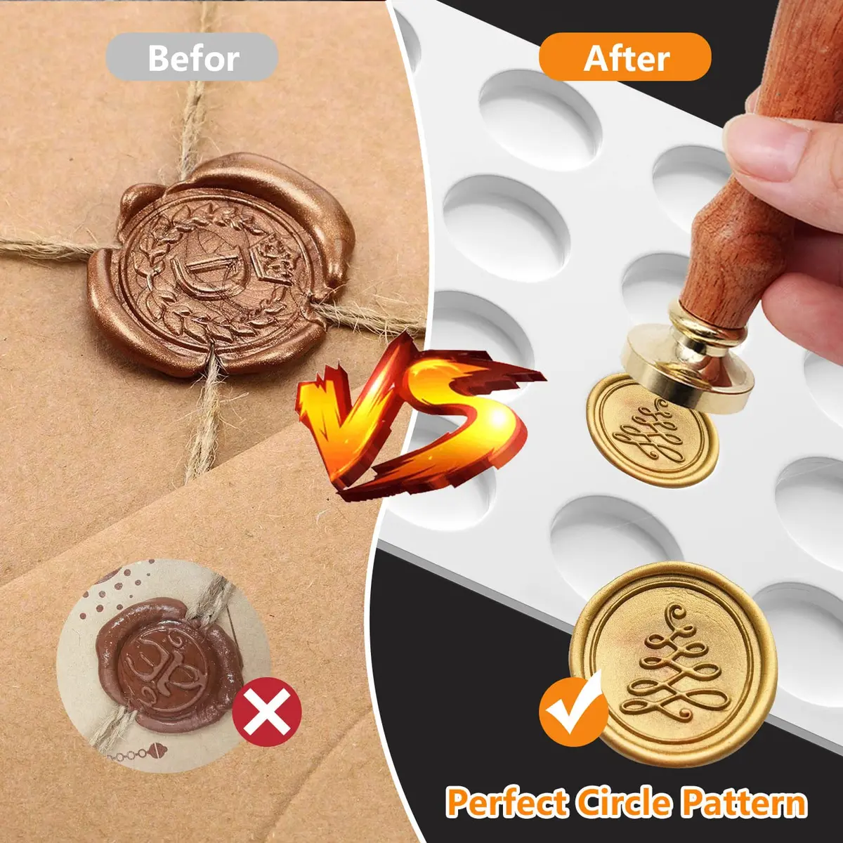 CANIPHA Silicone Wax Seal Mat Pad with 24 Cavities & 50 Adhesive Dots | 29.5 cm x 18.8 cm (11.6" x 6.7") - view 5