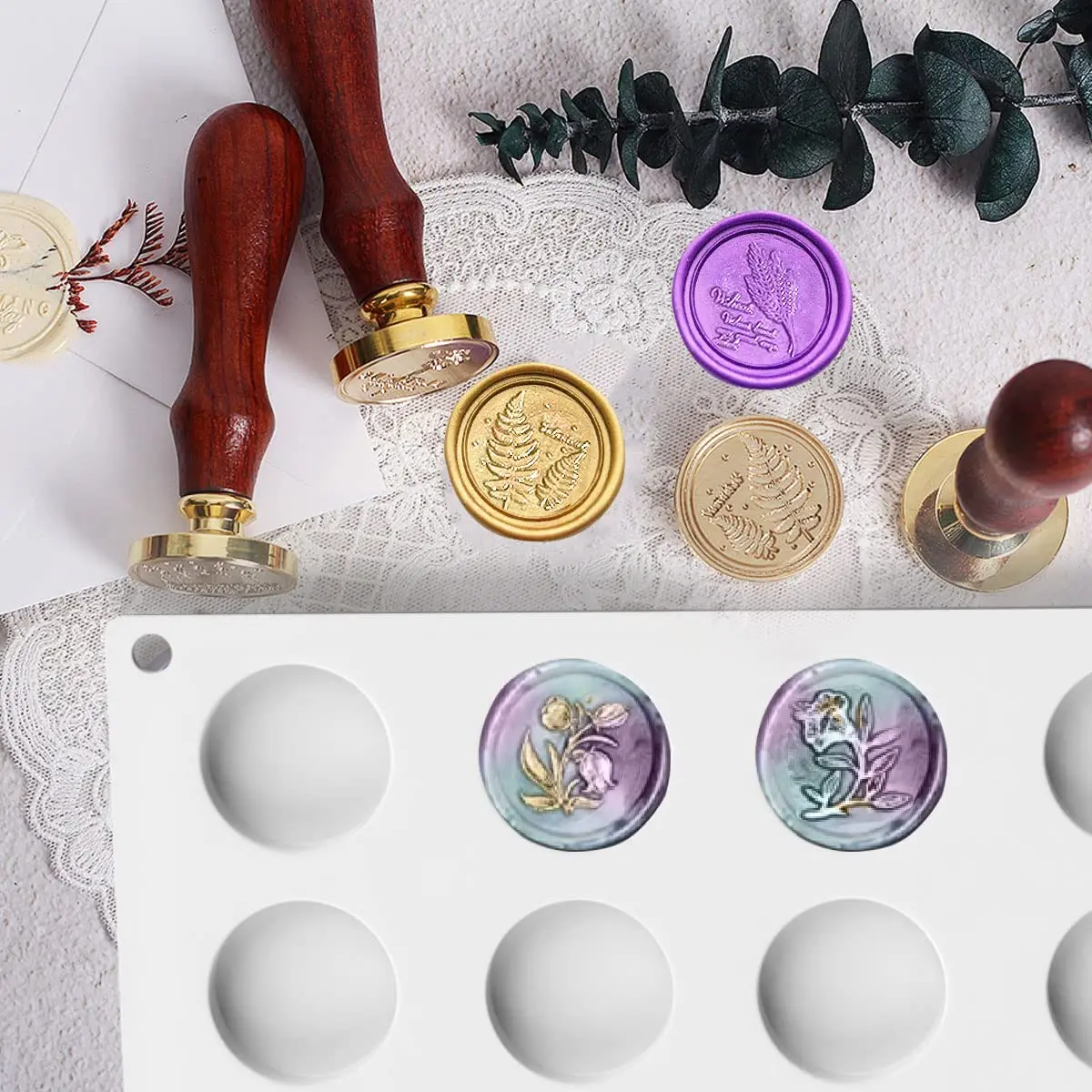 CANIPHA Silicone Wax Seal Mat Pad with 24 Cavities & 50 Adhesive Dots | 29.5 cm x 18.8 cm (11.6" x 6.7") - view 2