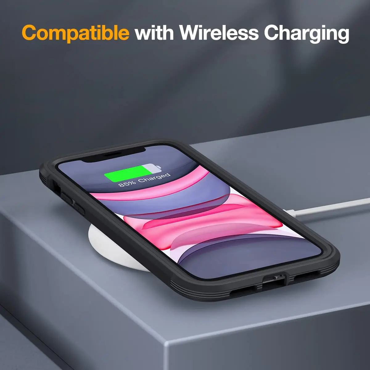 Miracase Glass Series for iPhone 11 Case 6.1 inch | Rugged Full-Body Bumper with Tempered Glass & Camera Protector, Black - view 4